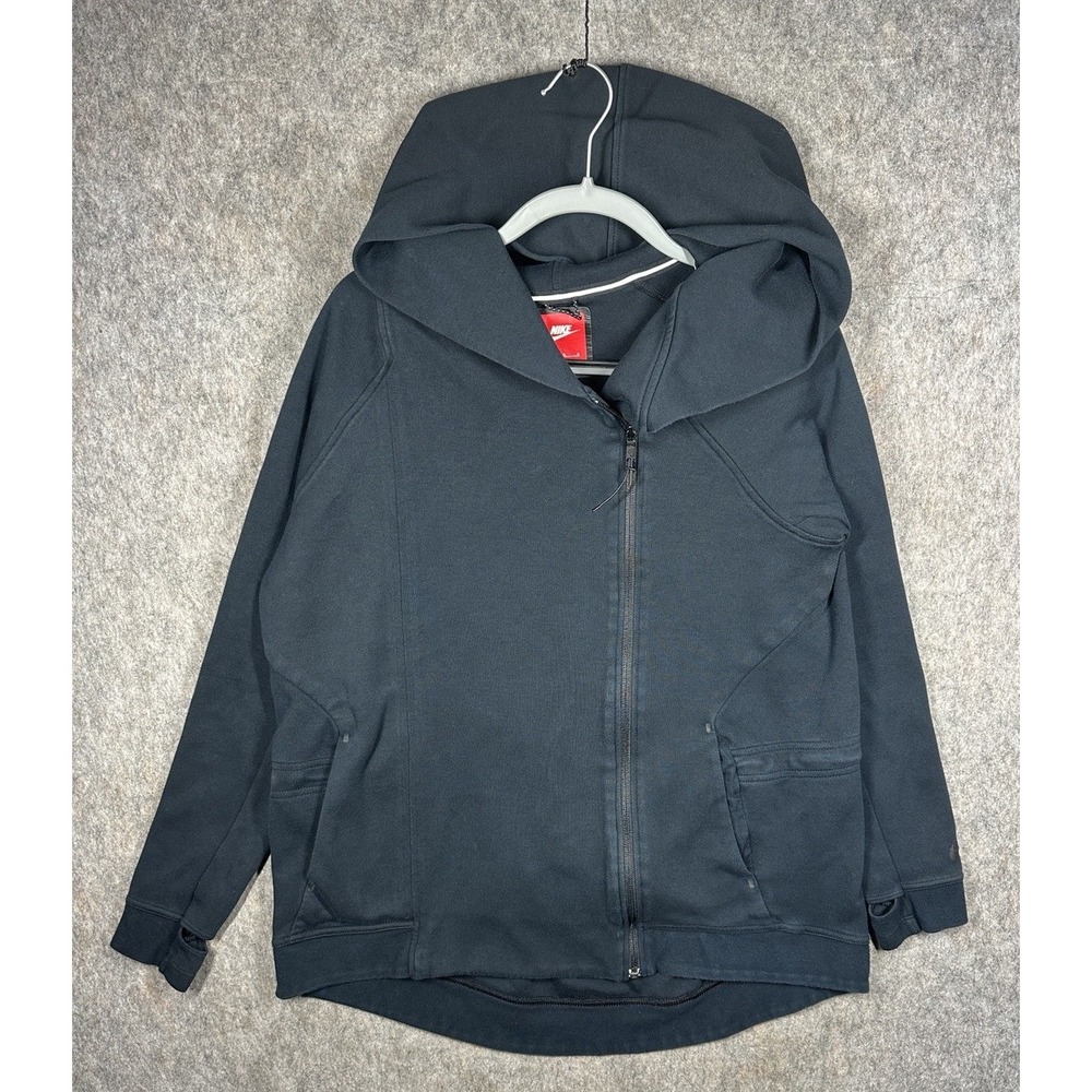 Nike Tech Fleece Cape Hoodie Womens Large Black Full Zip 684928-010